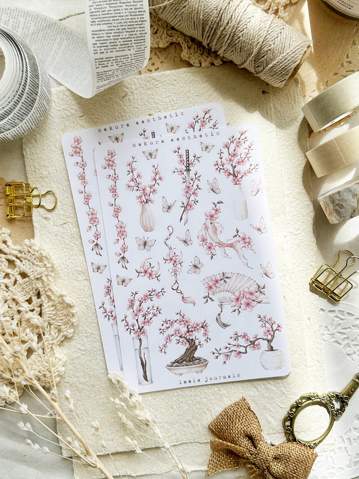 Leelajournals Sakura Aesthetic Sticker Sheet