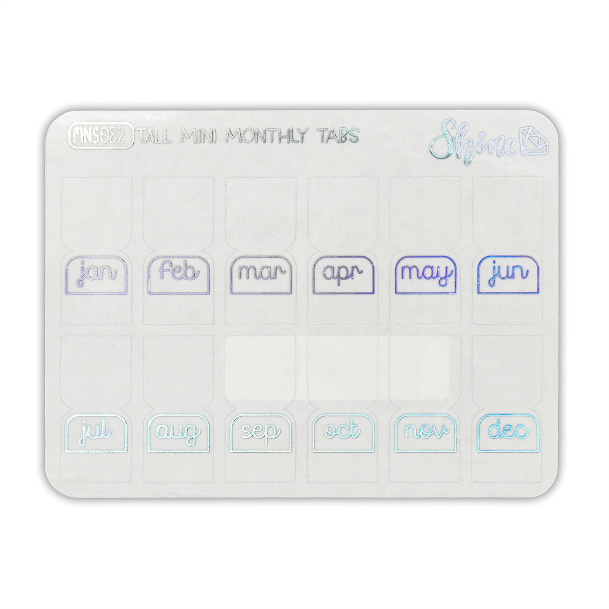 Shine Sticker Studio Mini Monthly Tabs - Clear Foil Tall
