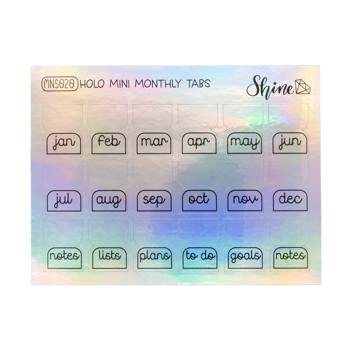 Shine Sticker Studio - Holo Foil Mini Monthly Tabs