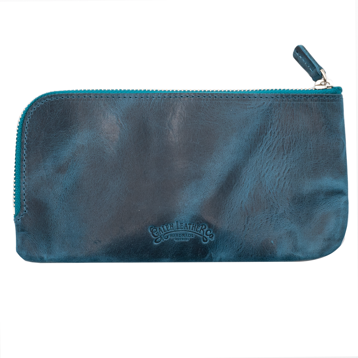 Galen Leather Co. Slip-N-Zip 4 Pen Pouch - Crazy Horse Ocean