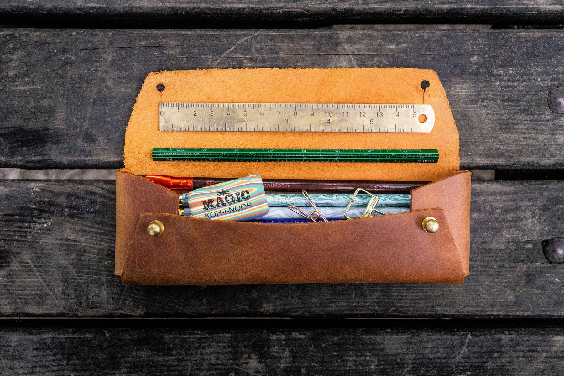 Galen Leather Co. Student Leather Pencil Case - Crazy Horse Tan
