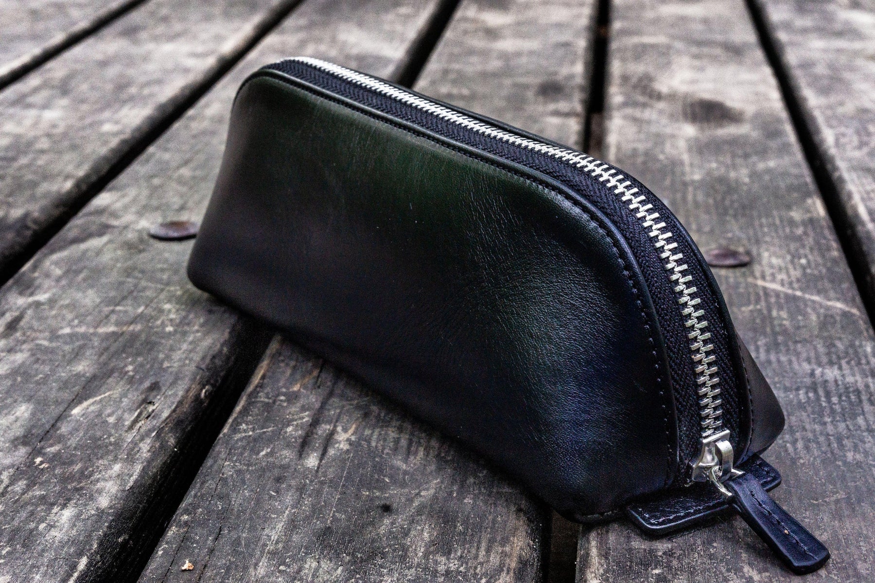 Galen Leather Co. Leather Zippered XL Pencil Cases - Black