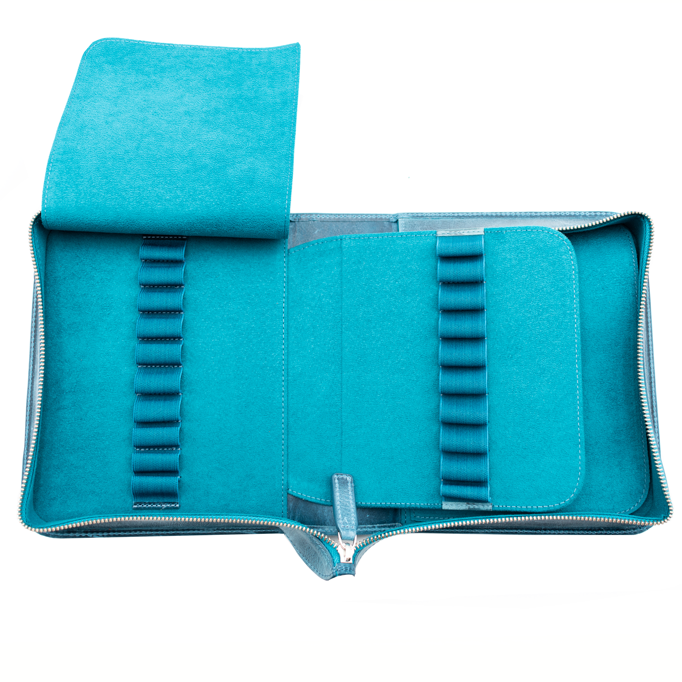 Galen Leather Co. Zippered 40 Slot Pen Case - Crazy Horse Ocean