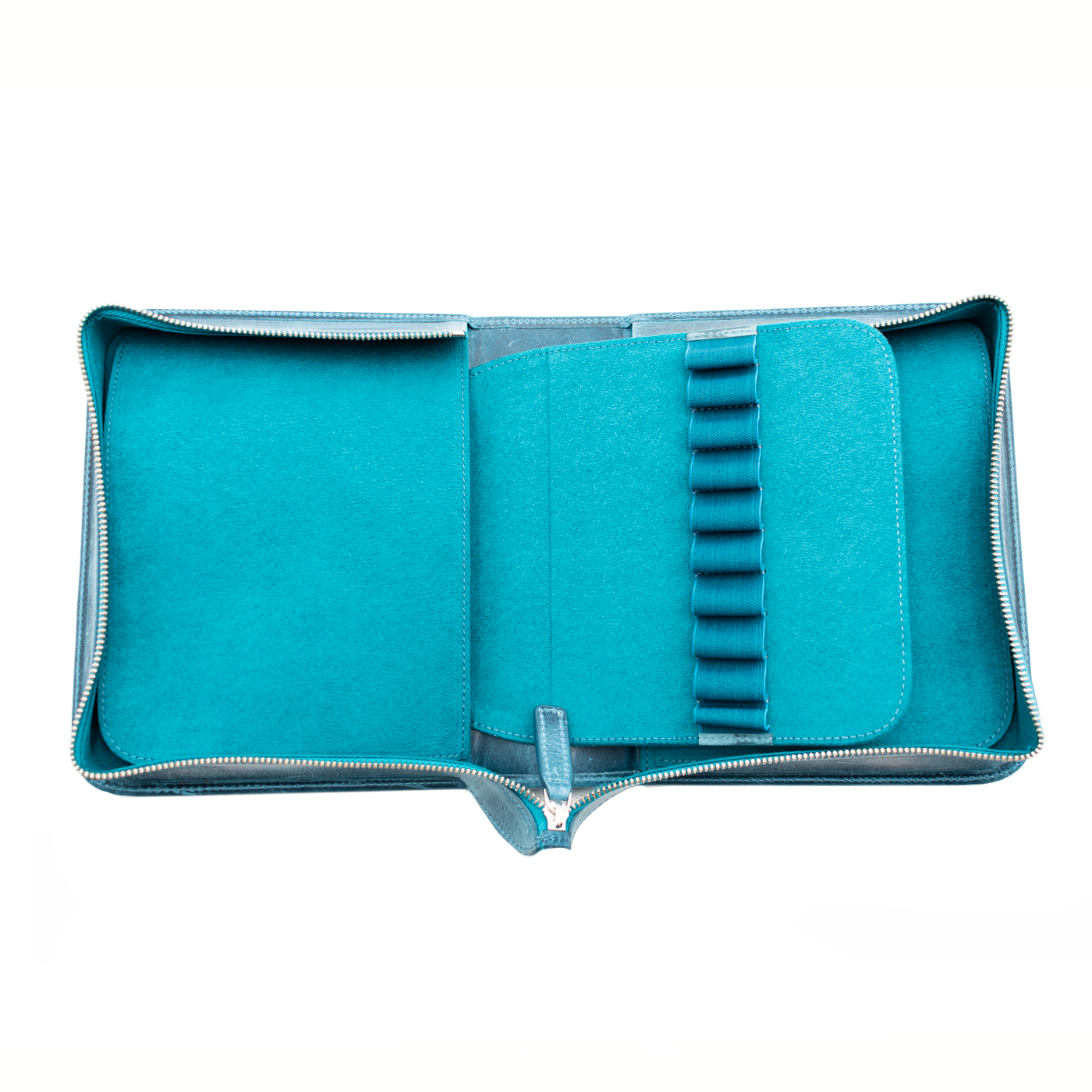 Galen Leather Co. Zippered 40 Slot Pen Case - Crazy Horse Ocean