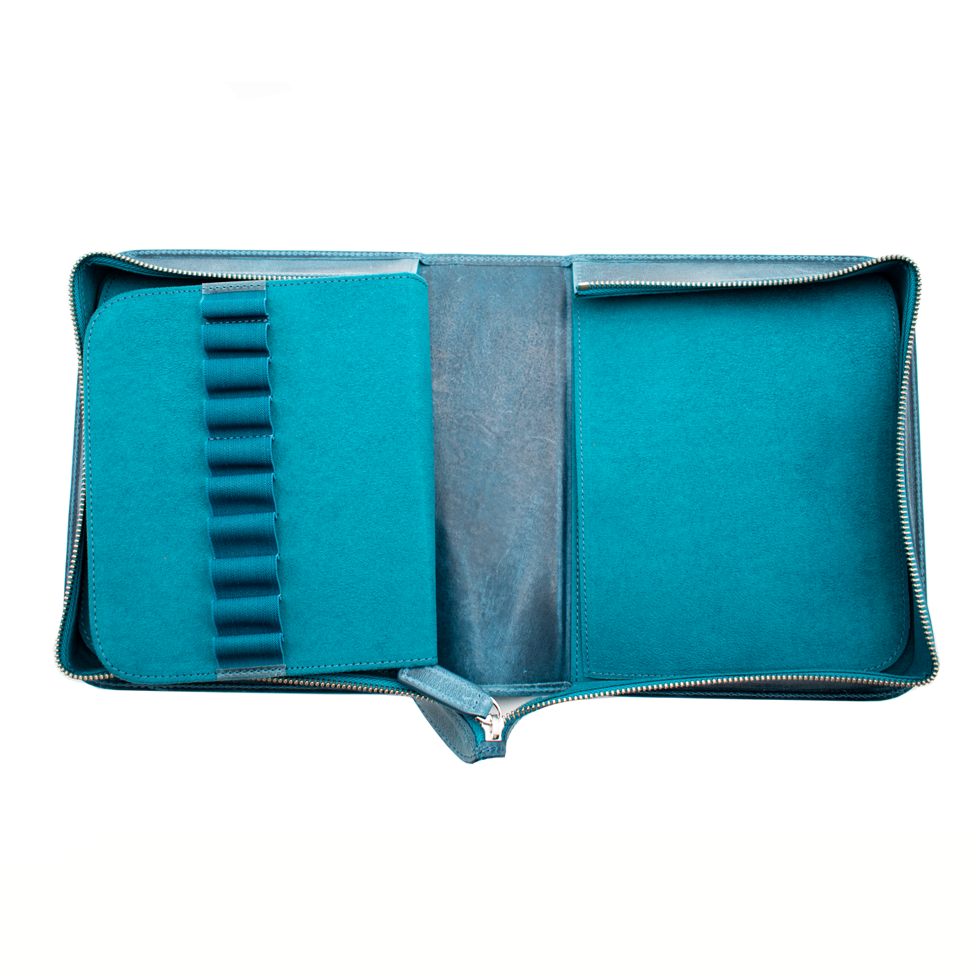 Galen Leather Co. Zippered 40 Slot Pen Case - Crazy Horse Ocean