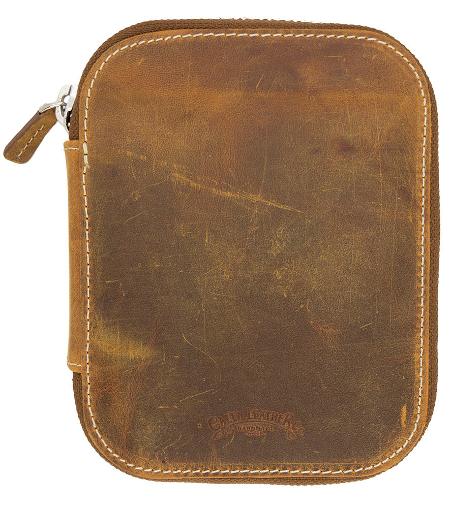 Galen Leather Zippered 10 Slot Pen Case - Crazy Horse Brown