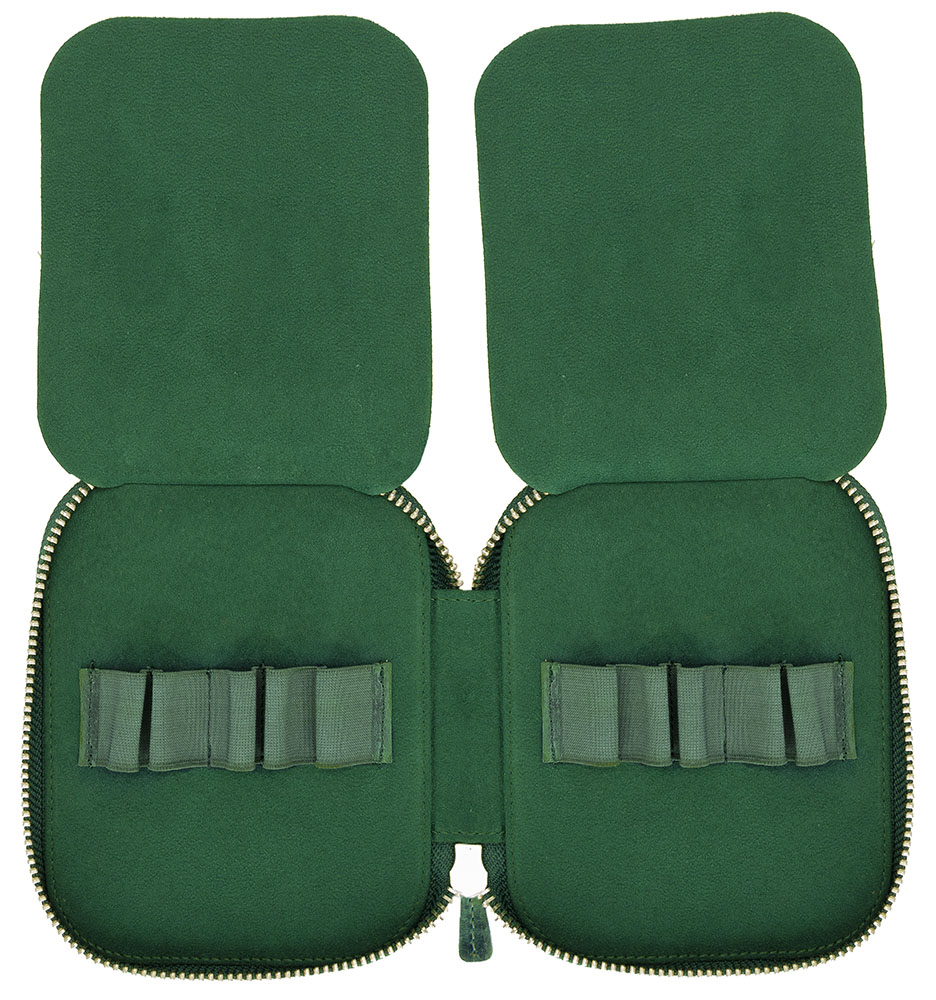 Galen Leather Co. Zippered 10 Slot Pen Case - Crazy Horse Forest Green