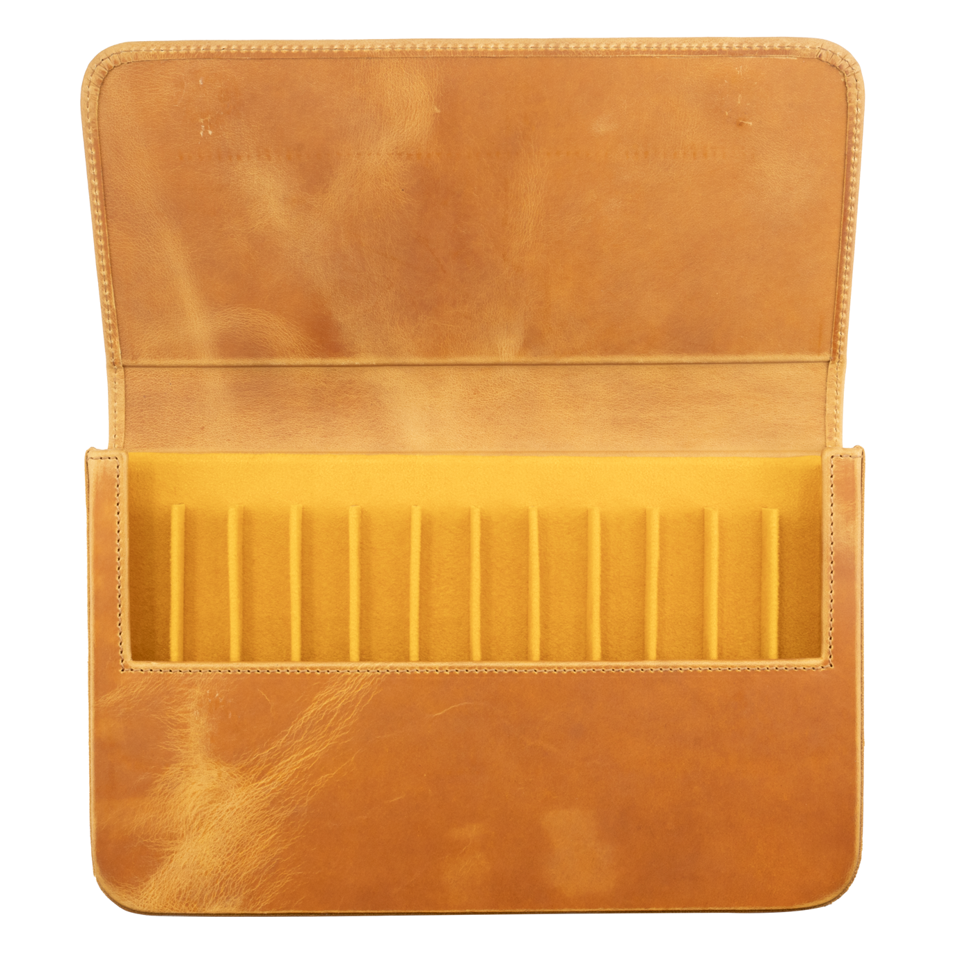 Galen Leather Co. Magnum Opus 12 Slot Magnetic Hard Pen Case - Crazy Horse Honey Ochre