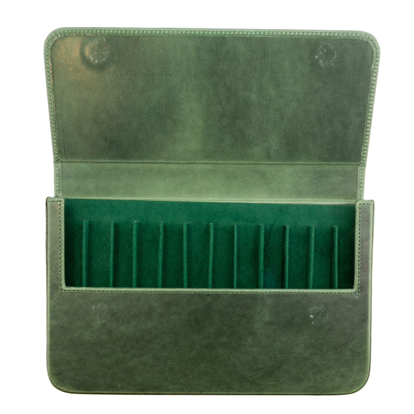 Galen Leather Co. Magnum Opus 12 Slot Hard Pen Case - Forest Green
