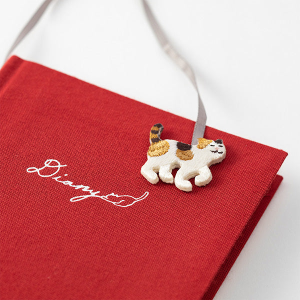 Midori Diary with Embroidered bookmark Cat