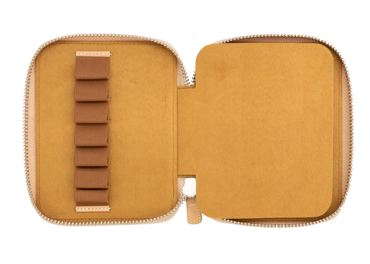 Galen Leather Co. Zippered Collector Pen Case for 14 Kawecos - Undyed