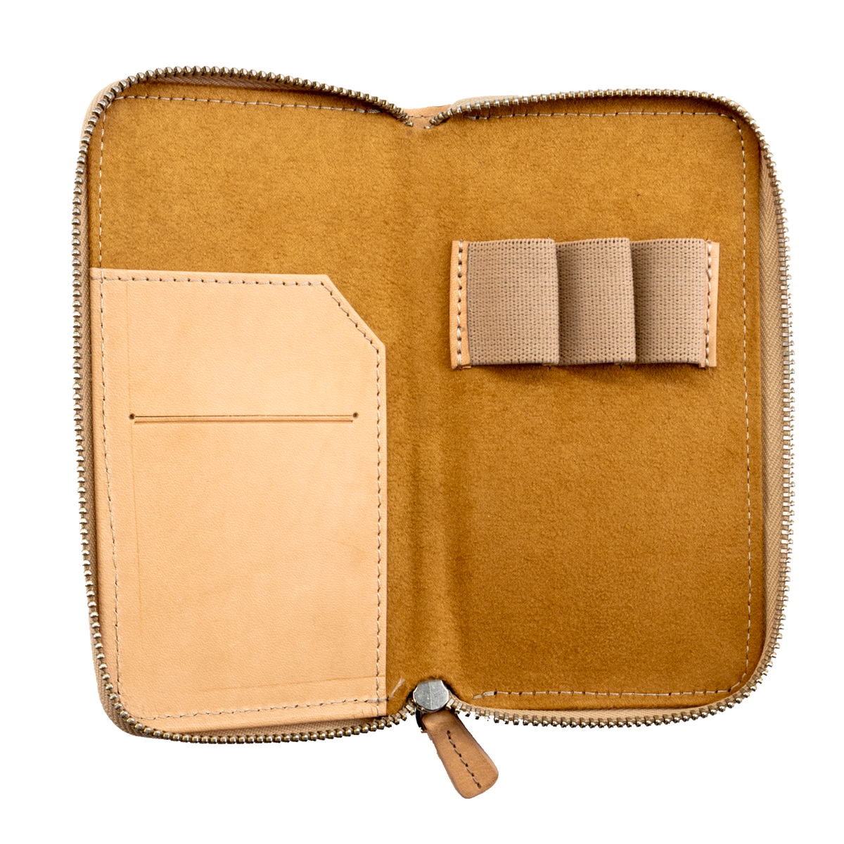Galen Leather Co. Zippered 3 Slot Pen Case - Undyed Leather