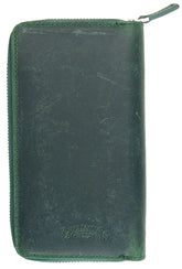 Galen Leather Co. Zippered 3 Slot Pen Case - Crazy Horse Forest Green