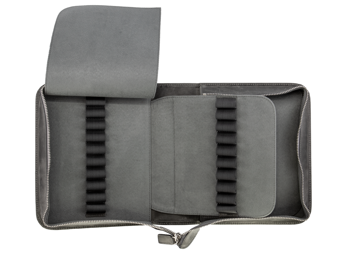 Galen Leather Co. Zippered 40 Slot Pen Case - Crazy Horse Smoky