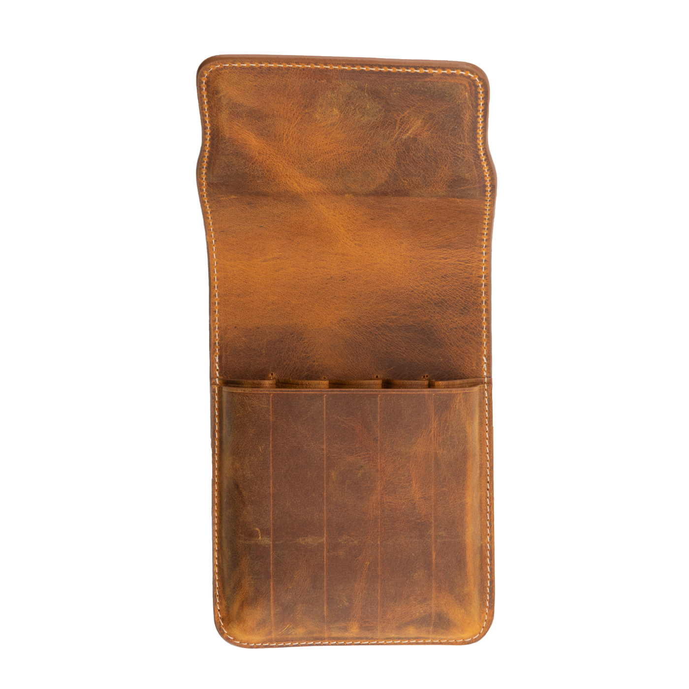 Galen Leather Co. Magnetic Flap Pen Case for 5 Pens - Crazy Horse Brown