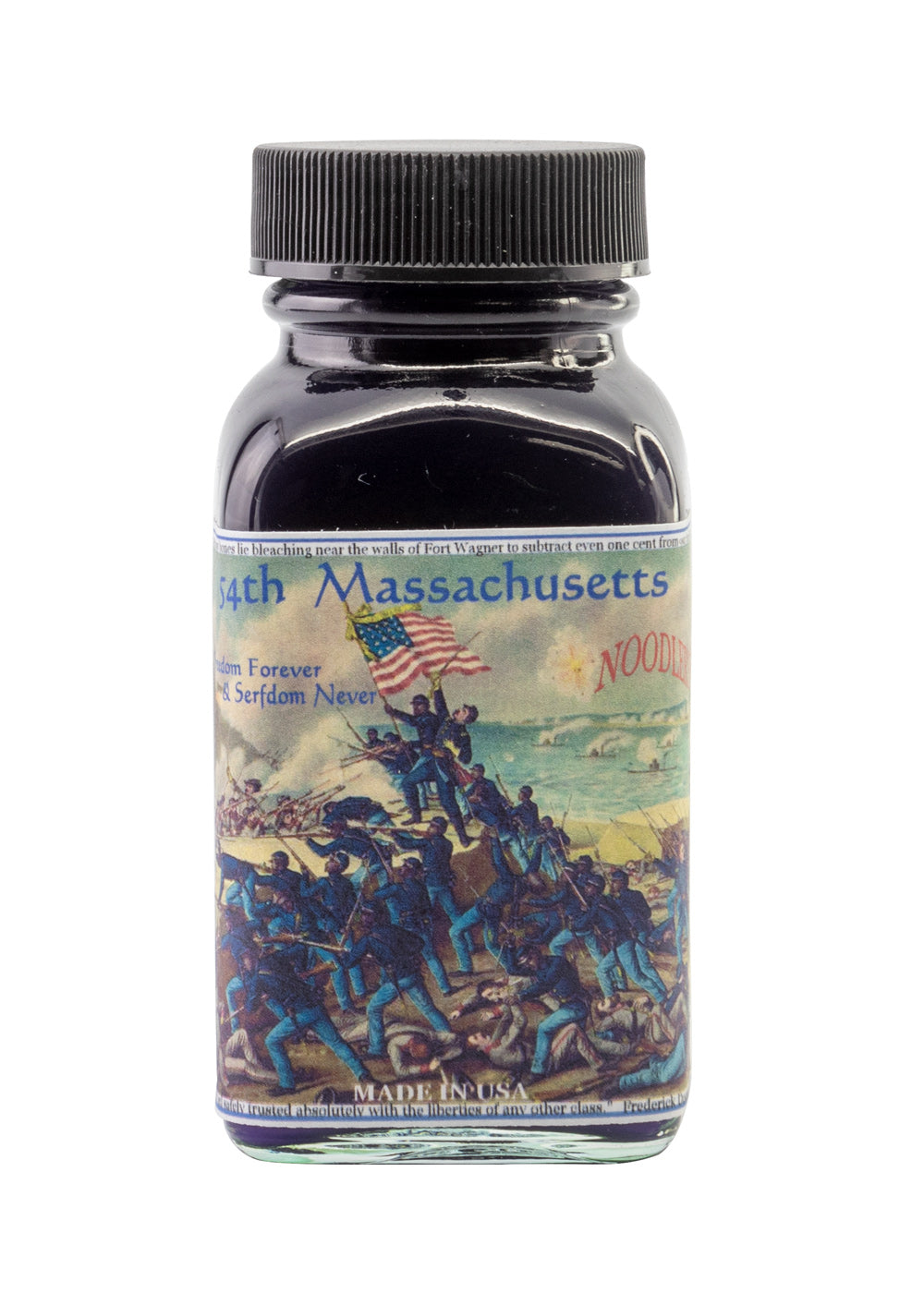 Noodlers 54th Massachusetts- Is a  Blue-black permanent ink from Noodler's, made in USA.  Bulletproof  Archival - fade resistant  Forgery Resistant  Water Resistantt