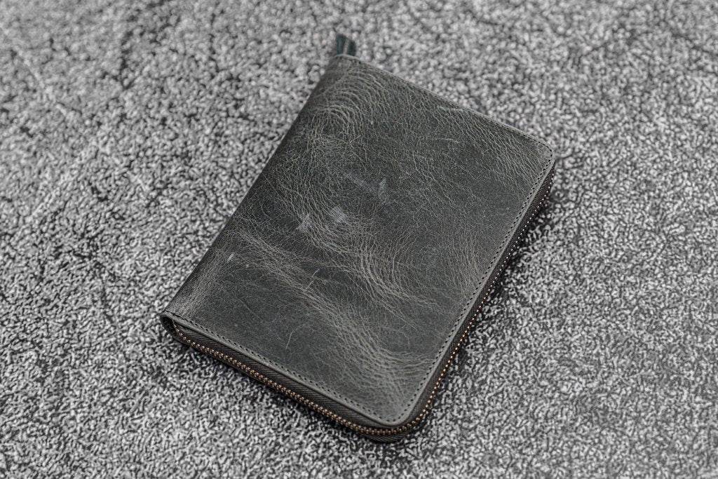 Galen Leather Co. Zippered 5 Slot Pen Case - Crazy Horse Smoky