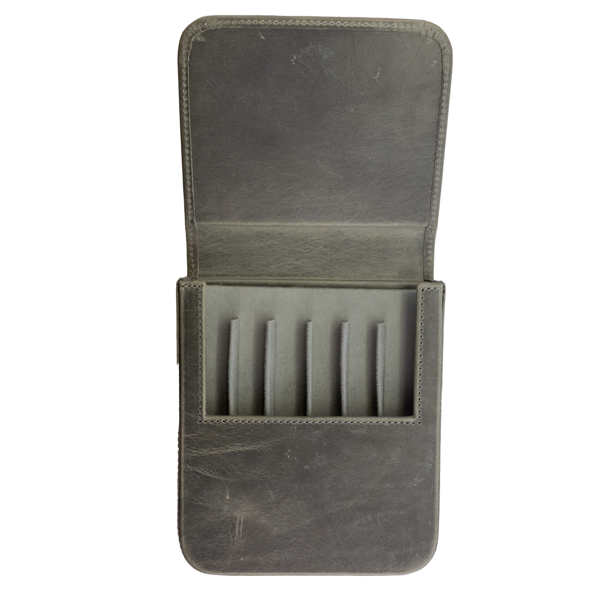 Galen Leather Co. Magnum Opus 6 Slot Magnetic Hard Pen Case - Crazy Horse Smoky