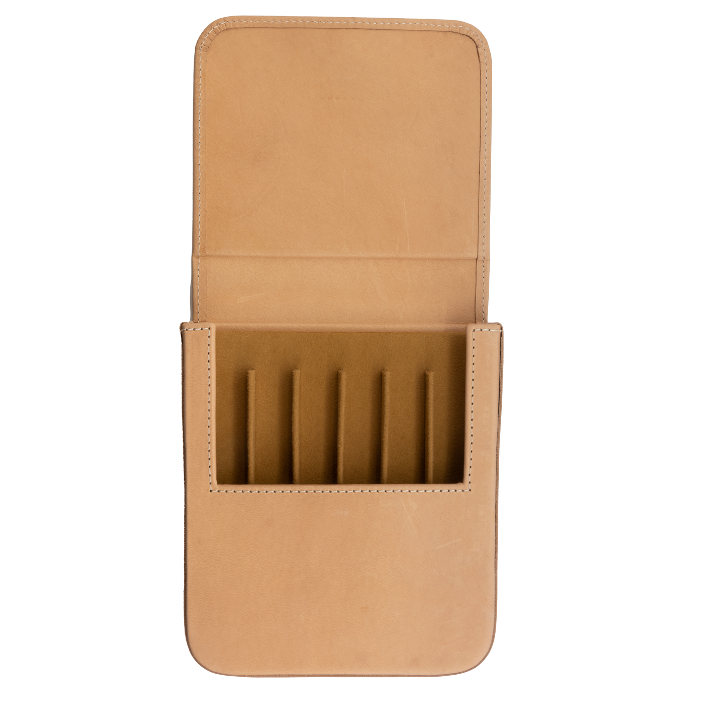 Galen Leather Co. Magnum Opus 6 Slot Magnetic Hard Pen Case - Undyed Leather