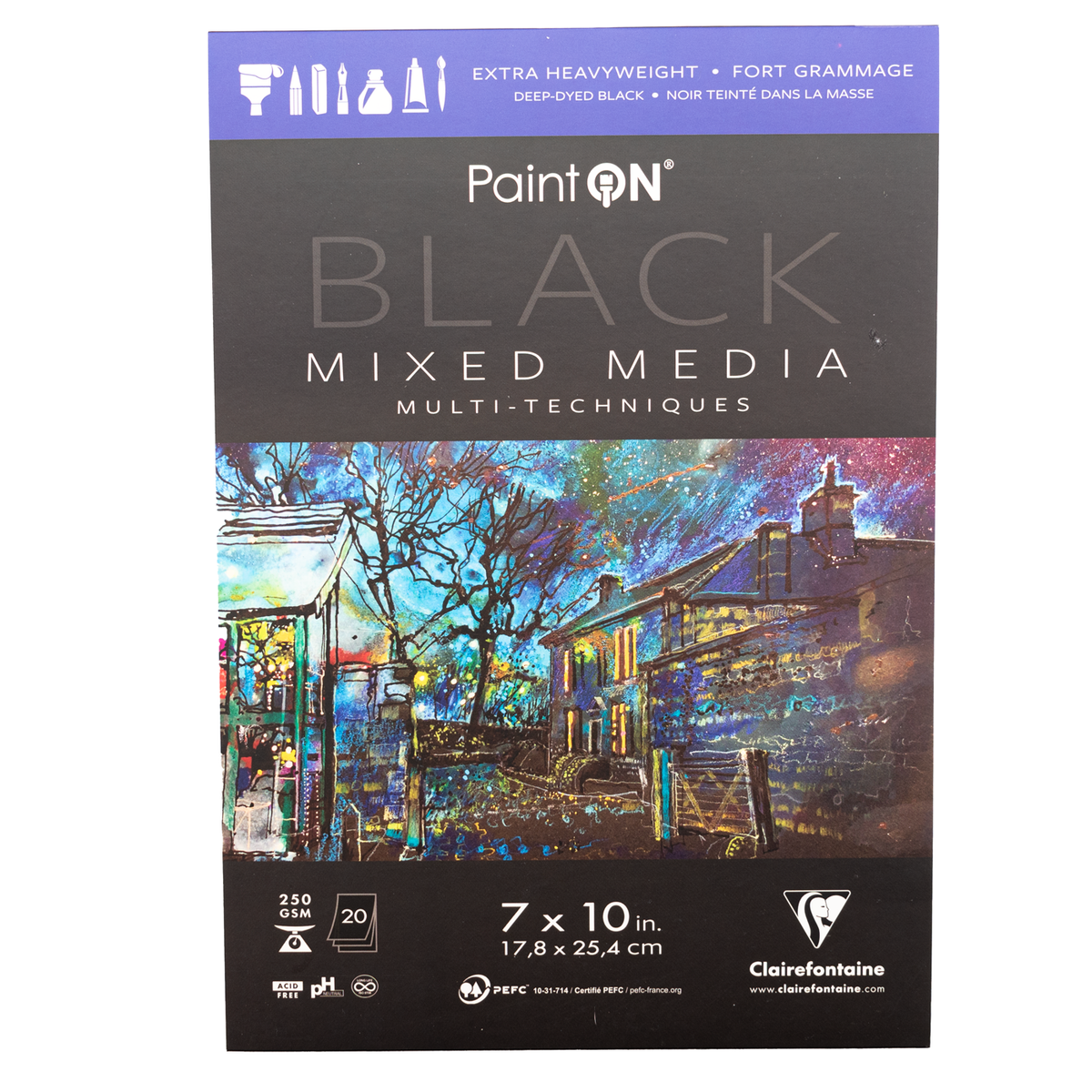 Clairefontaine Paint On Mixed Media 7 x 10in (Black paper)