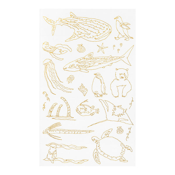 Midori Foil Transfer Stationery Stickers - Sea Creatures