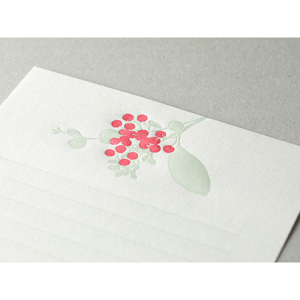 Midori Letter Set 460- Press Bouquet Red