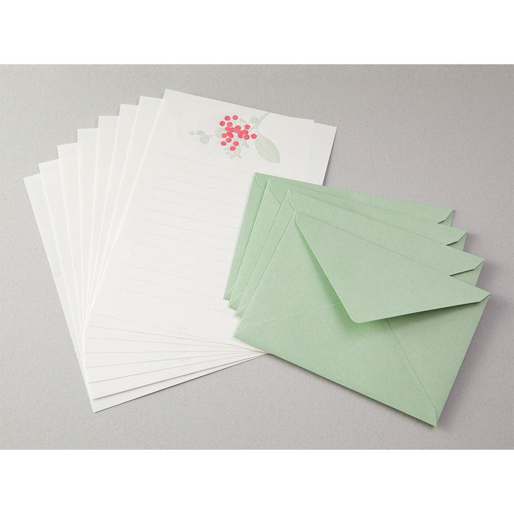 Midori Letter Set 460- Press Bouquet Red