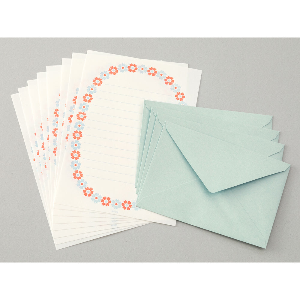 Midori Letter Set 478- Press Flower Frame Light Blue