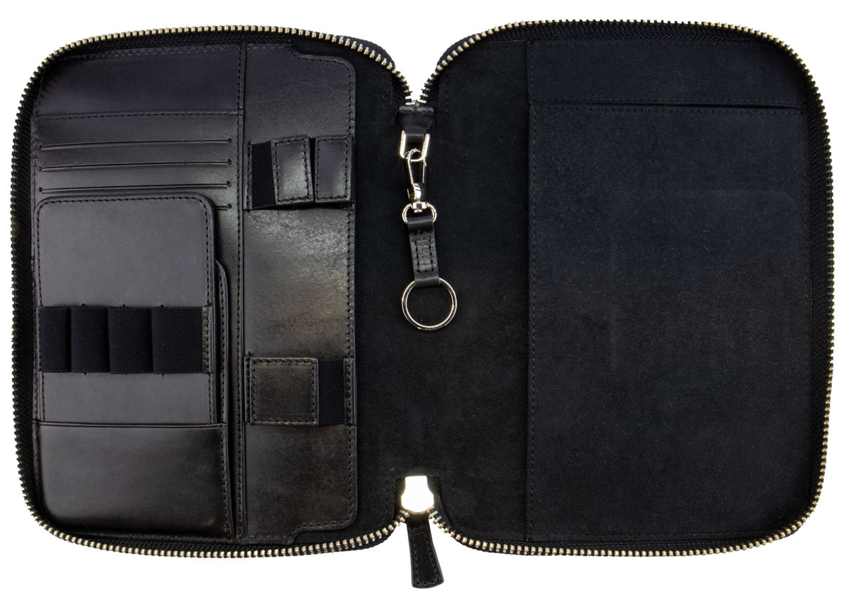 Galen Leather Co. Zippered A5 Notebook Folio - Black