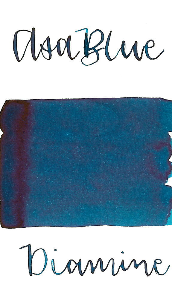 Diamine Asa Blue is a saturated dark blue fountain pen ink.