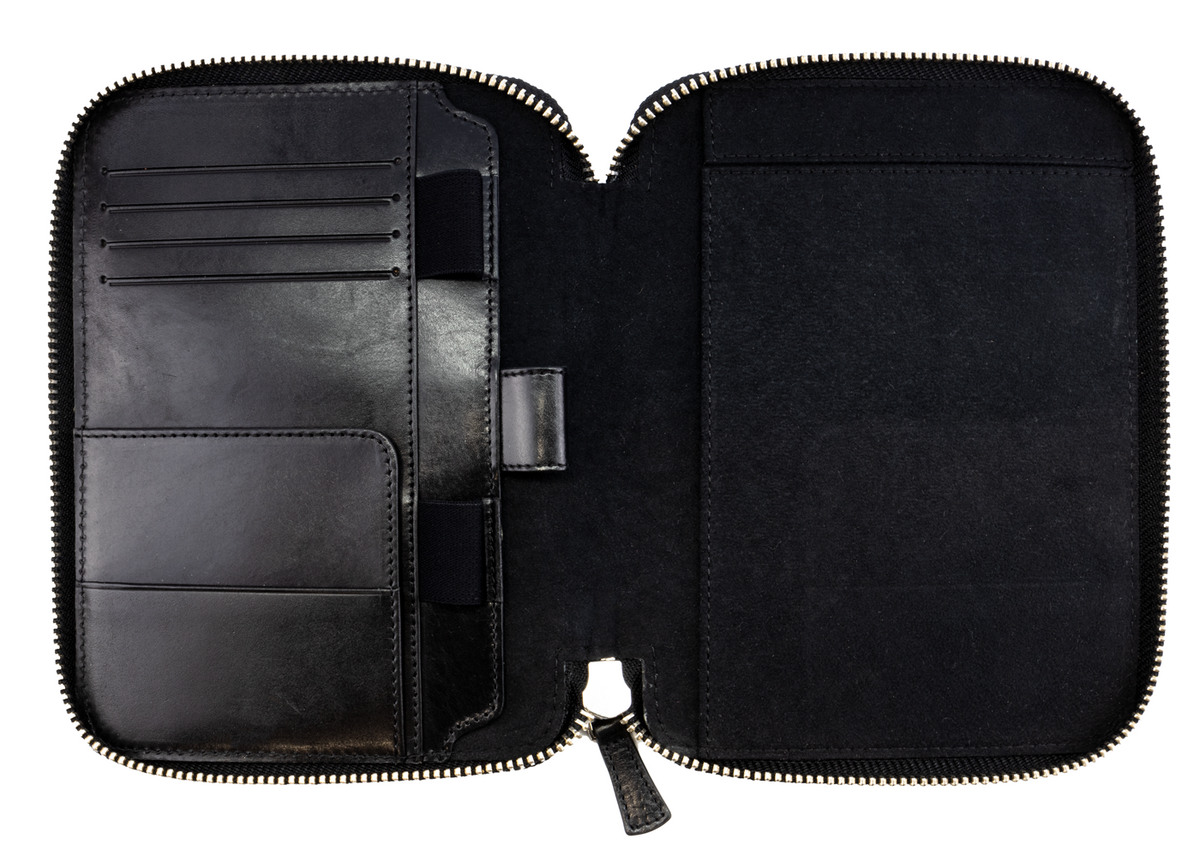 Galen Leather Co. Zippered B6 Notebook Folio - Black