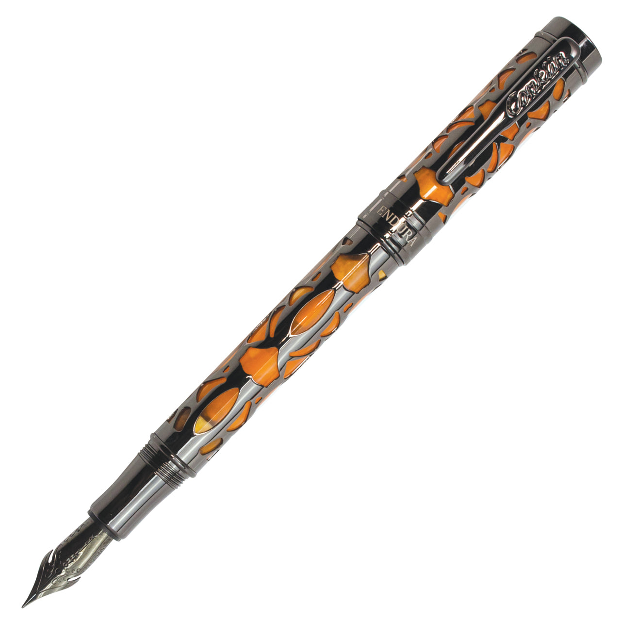 Conklin Endura Deco Crest Orange and Gunmetal Fountain