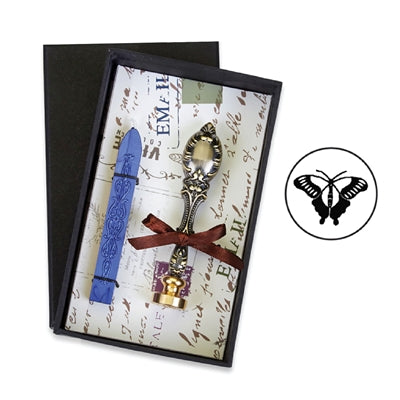 Freund Mayer Vintage Deluxe Wax Seal Kit - Butterfly with Sapphire Sealing Wax