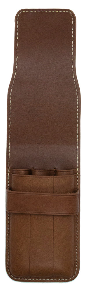 Galen Leather Co. Flap Pen Case for 3 Pens- Brown