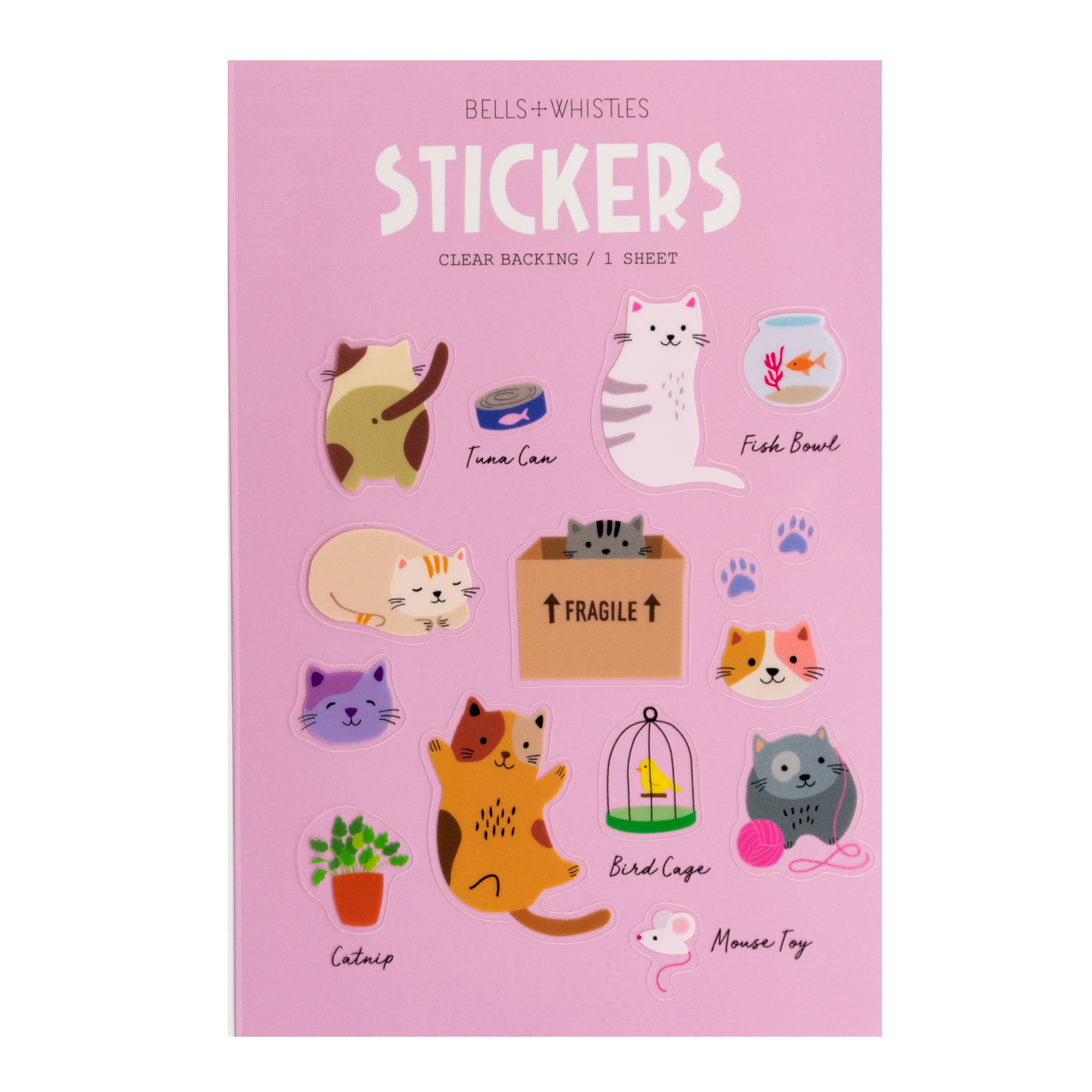 Girl of All Work - Bells & Whistles Stickers Clear Backed - Cats