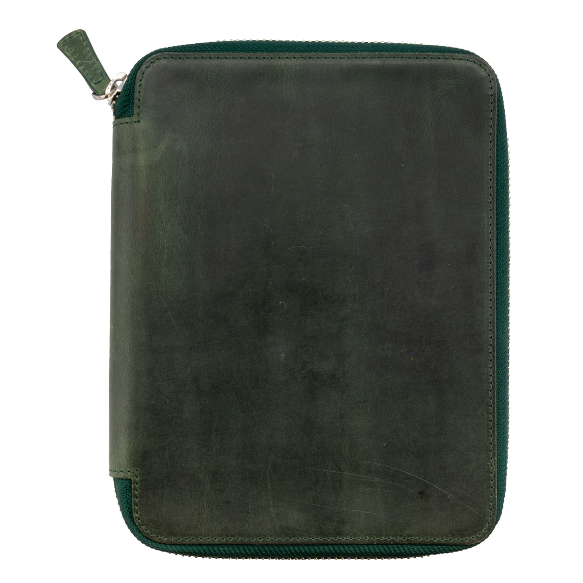 Galen Leather Co. Zippered 10 Slot Pen Case with A5 Notebook Holder - Crazy Horse Green
