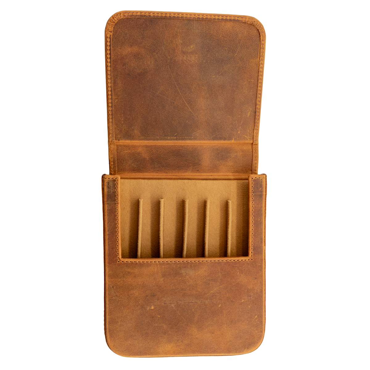 Galen Leather Co. Magnum Opus 6 Slot Hard Pen Case - Crazy Horse Brown