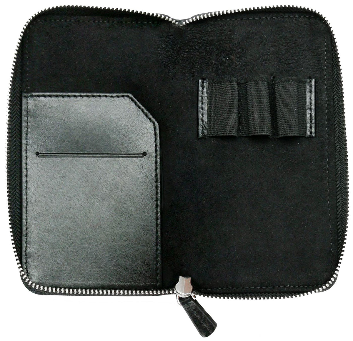 Galen Leather Co. Zippered 3 Slot Pen Case- Black