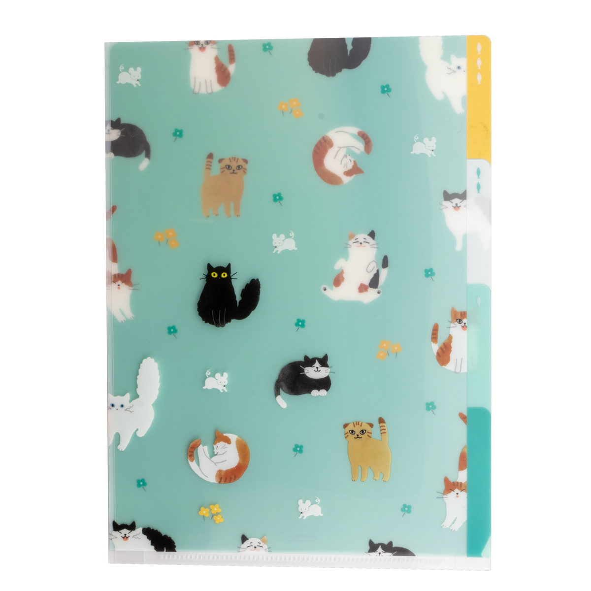 Midori 3 Pocket Clear Folder A4 Cats