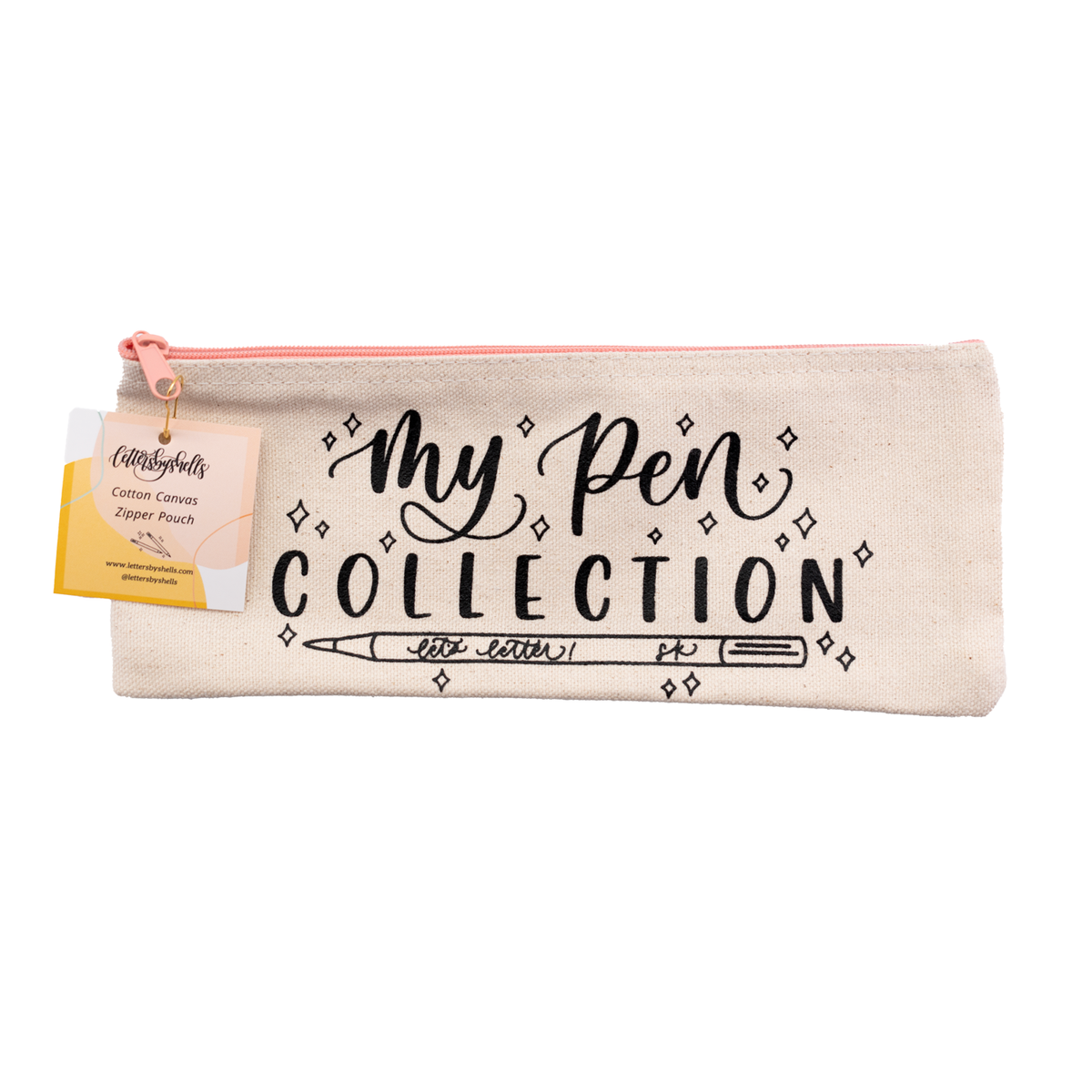 Letters by Shells cotton Canvas Zipper Pen Pouch