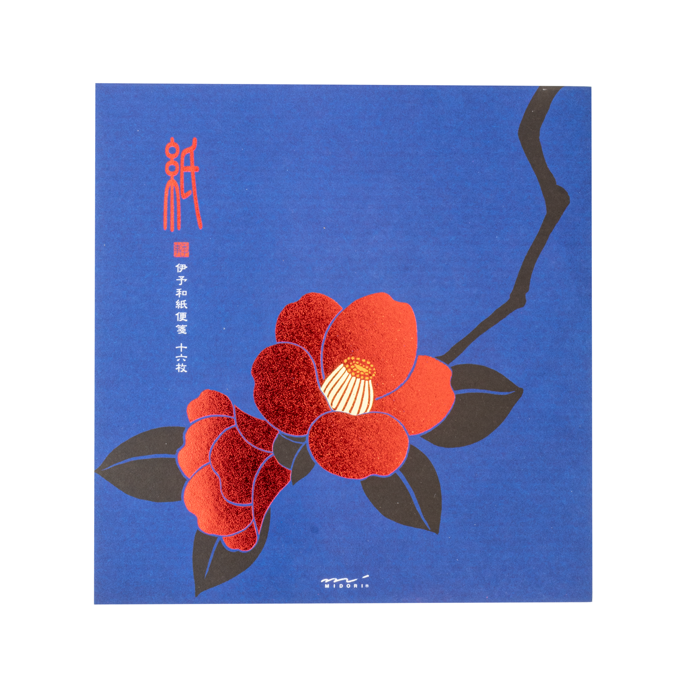 Midori Letter Pad 541 Foil-Stamping Red Camellia