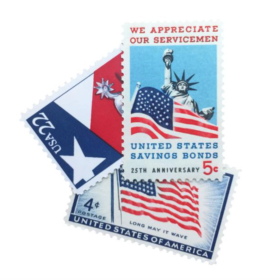 Frankie & Claude Vintage Postage Stamps | Patriotic