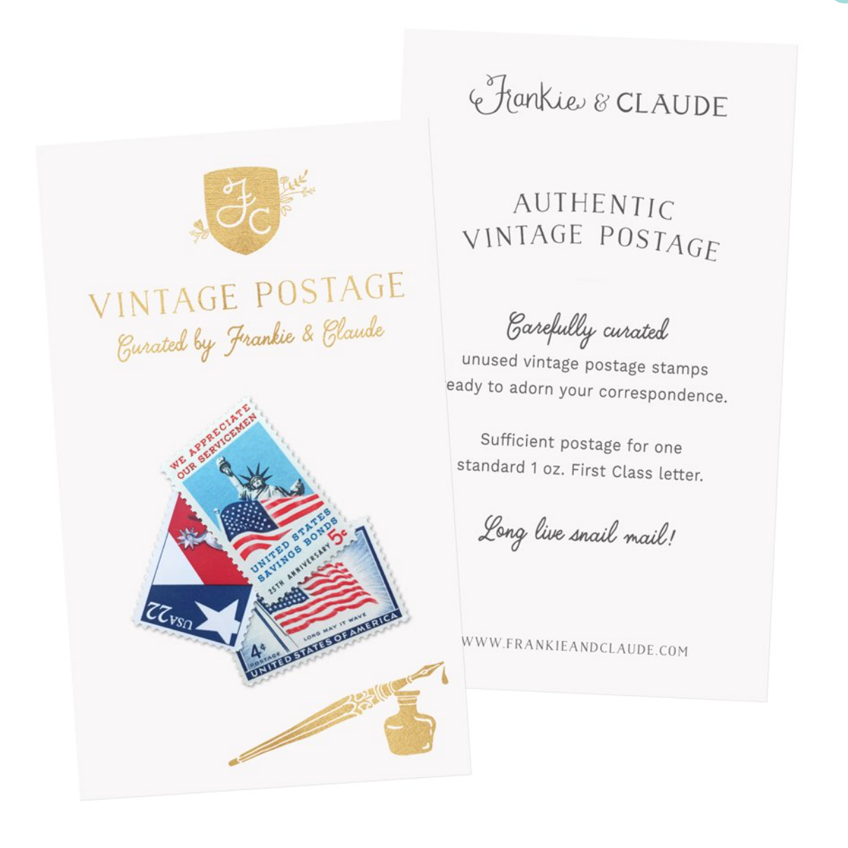 Frankie & Claude Vintage Postage Stamps | Patriotic