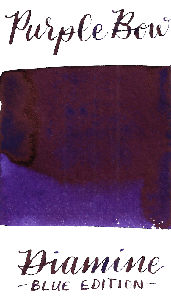 Diamine Blue Edition Purple Bow is a rich, deep purple fountain pen ink with high copper sheen in large swabs. 