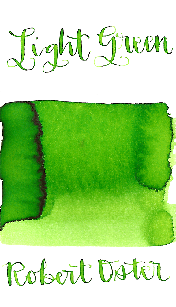 Robert Oster Light Green is a spring-y light green fountain pen ink with medium shading.