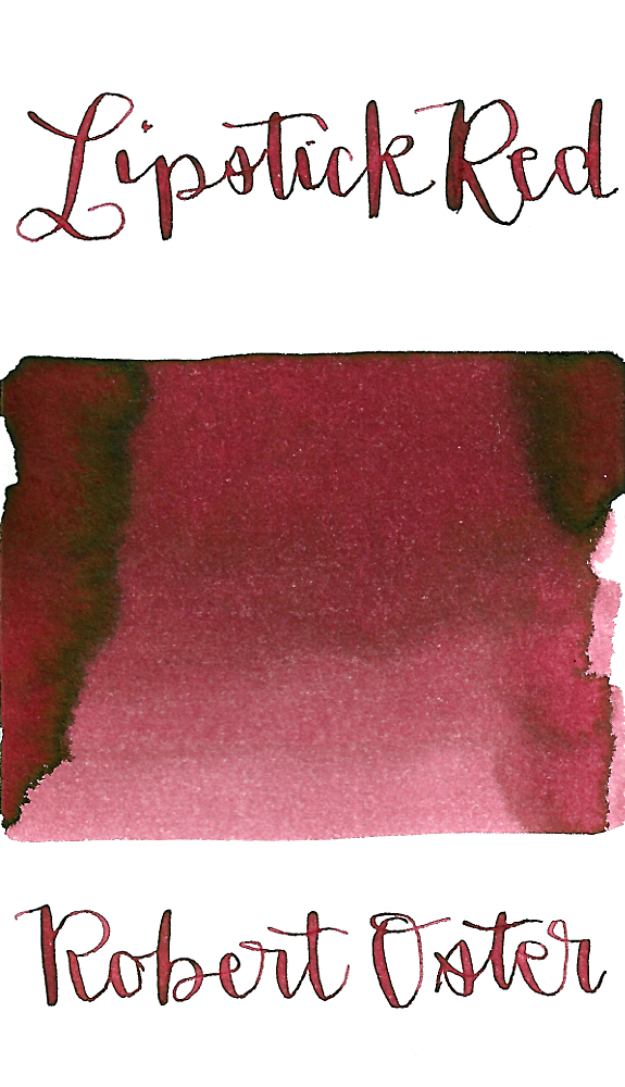 Robert Oster Lipstick Red is a medium dusky red fountain pen ink with medium shading.