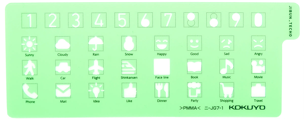 Kokuyo Jibun Techo Template- Numbers & Symbols