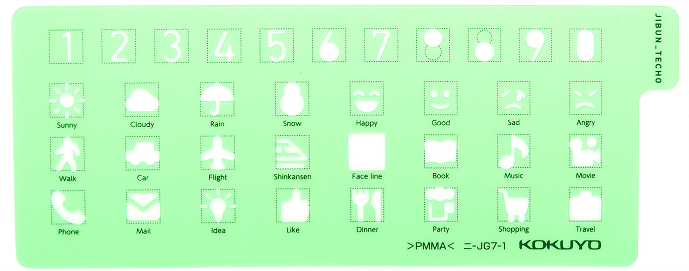 Kokuyo Jibun Techo Template- Numbers & Symbols