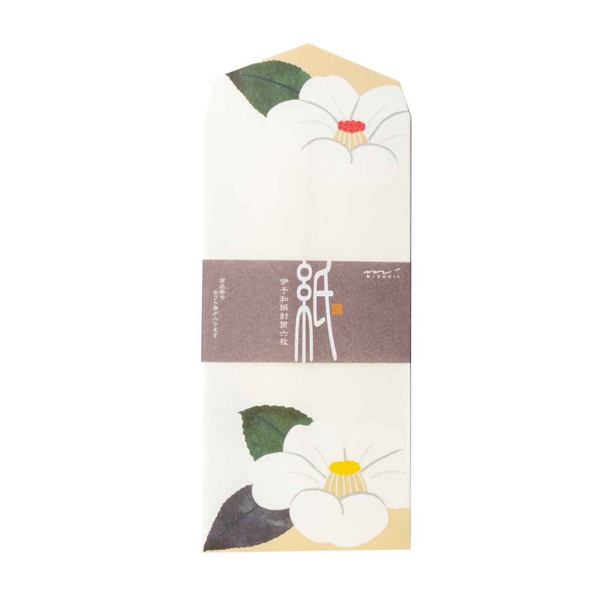 Midori Envelopes 092 Silk-printing White Camellia
