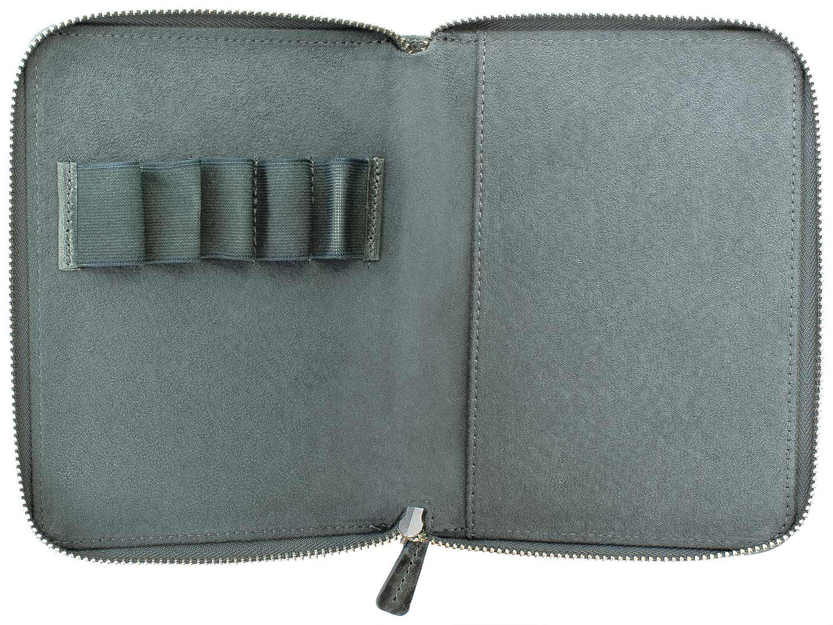 Galen Leather Co. Zippered 5 Slot Pen Case - Crazy Horse Smoky